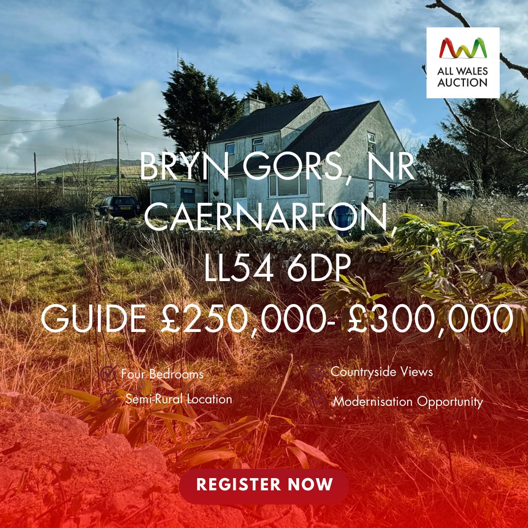 New to Auction! 
Four-Bedroom Detached Property on a Good-Sized Plot, Boasting Countryside Views! 
For further information and to arrange your viewing, contact us : surveys@tppuk.com / 01248 753939
tppuk.com/online-auction…