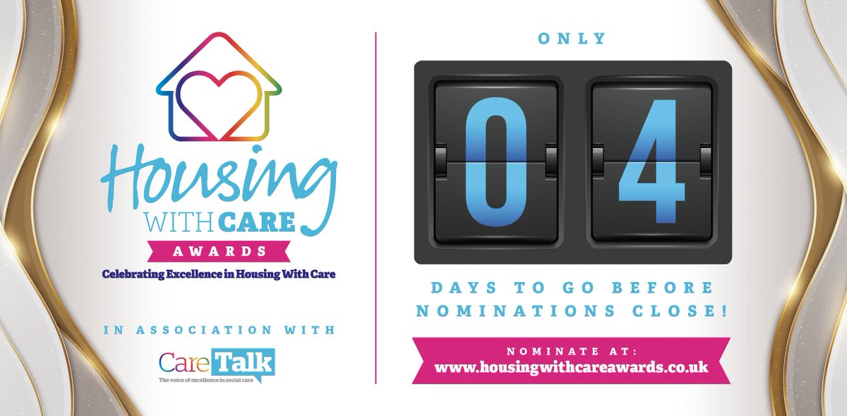 🚨 4 DAYS LEFT! 🚨

Time is running out—don’t miss your chance to celebrate the best in housing with care! 

Nominate now! 🏆-  bit.ly/3tRgX7O

#HousingWithCare