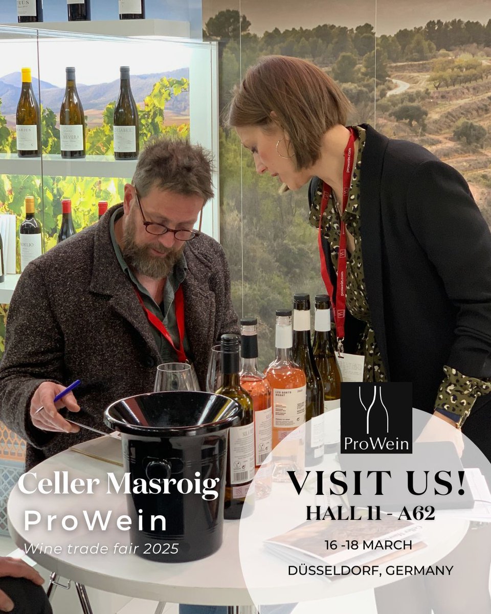 🚀​El Celler Masroig no para! Ja ens estem preparant per a la nostra pròxima fira: Prowein 2025 que tindrà lloc a Düsseldorf (Alemanya) del 16 al 18 de març.

📌​ Ens trobareu al Hall 11 - A62.

#cellermasroig #prowein2025