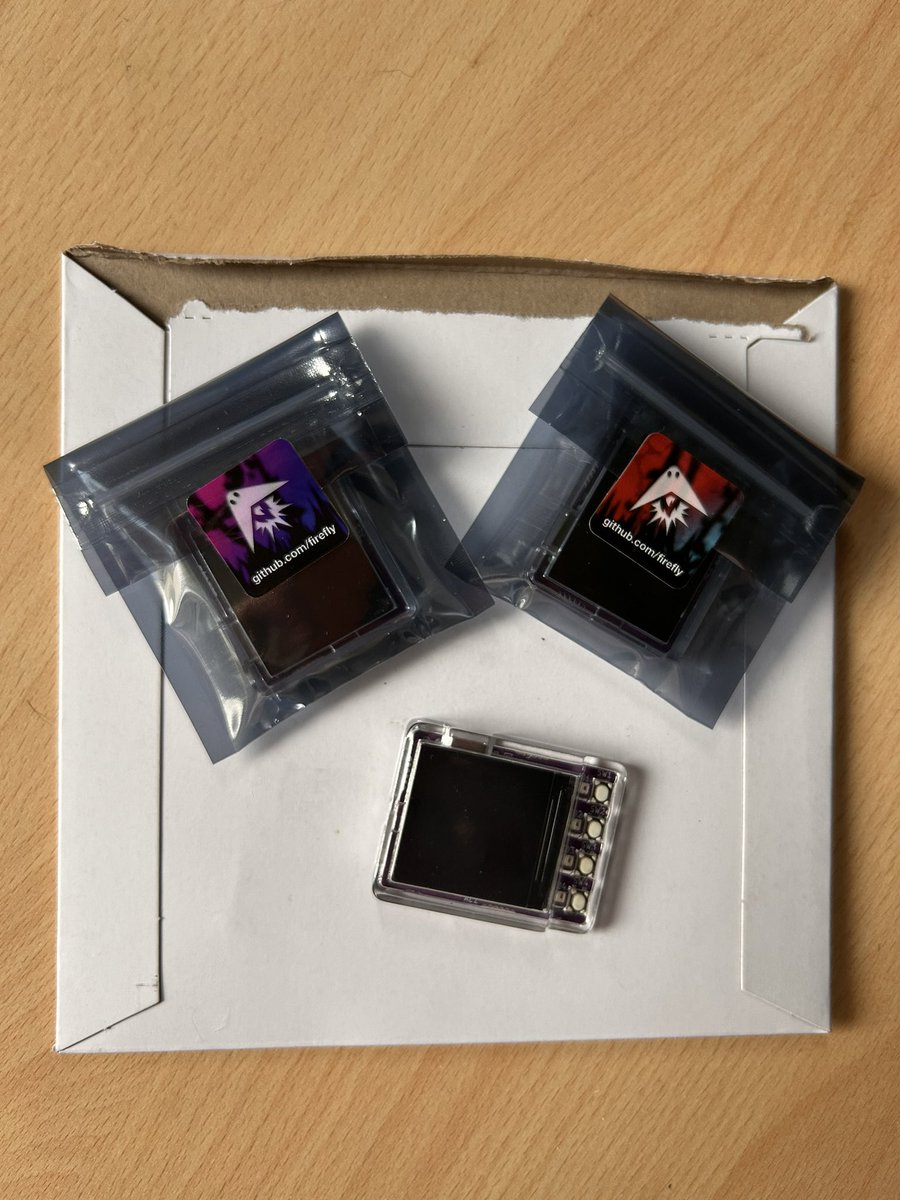 Just got my hands on these beauties, OS hardware wallet of <a href="/FireflyPocket/">Firefly (firefly.eth)</a> with a little screen and processor! 

Going to hack a bit see can get them do some p2p matchmaking!