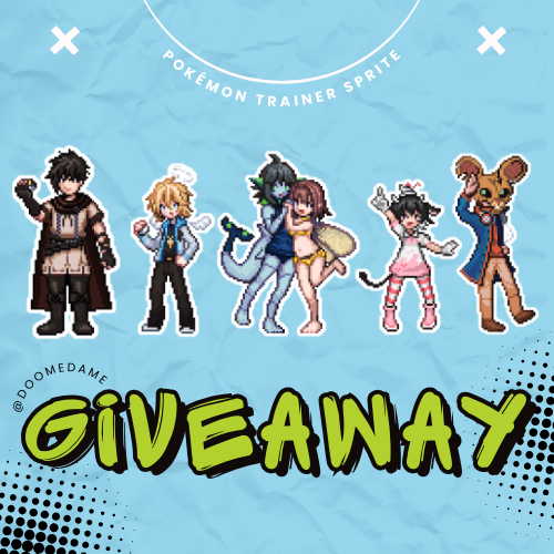 DoomedAme's tweet photo. ‼️ PIXEL ART GIVEAWAY ‼️

giveaway celebrating 500 followers! I will be raffling a sprite in the style of the trainers from pokémon NDS games

to join, just follow me and like + rt this post, and place the png of your character below!

giveaway on march 25 (in two weeks) https://t.co/n89nyH5Bps