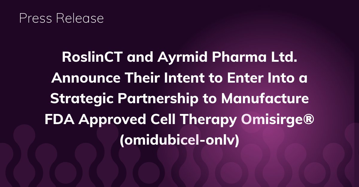 RoslinCT has entered into a strategic partnership with Gamida Cell to manufacture their FDA-Approved Cell Therapy Omisirge®, a commercial product for the treatment of hematologic malignancies.

Read the full press release here: hubs.la/Q03bgG7H0