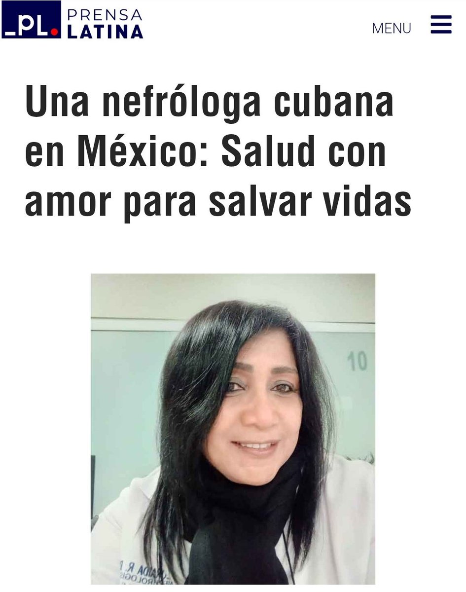 🇨🇺 Del crecimiento profesional, humano y revolucionario que ha significado la colaboración médica en su vida, cuenta la nefróloga cubana Zoraida Rodríguez, quien desde hace poco más de dos años labora en un hospital del Estado mexicano de Tlaxcala.
#Cuba
acortar.link/o7rz5x