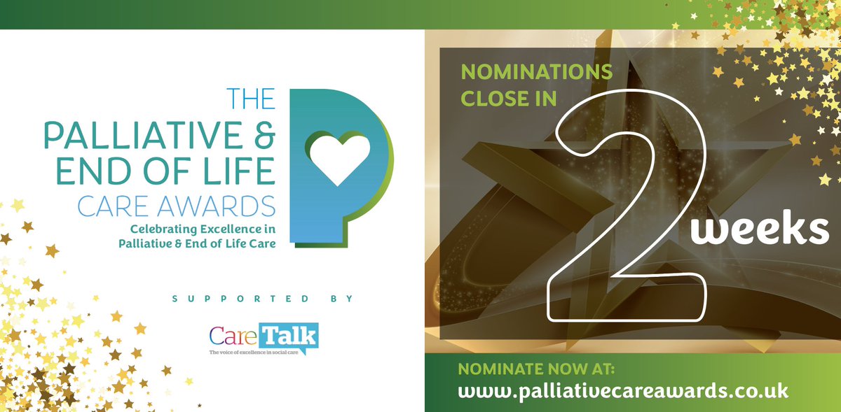 ⏳ 2 WEEKS left to nominate for the Palliative &amp; End of Life Care Awards! 🌟

Celebrate excellence in palliative services &amp; recognise those dedicated to outcome-focused, person-centered care. 

Nominate now! #PalliativeCare bit.ly/4aUah9N
