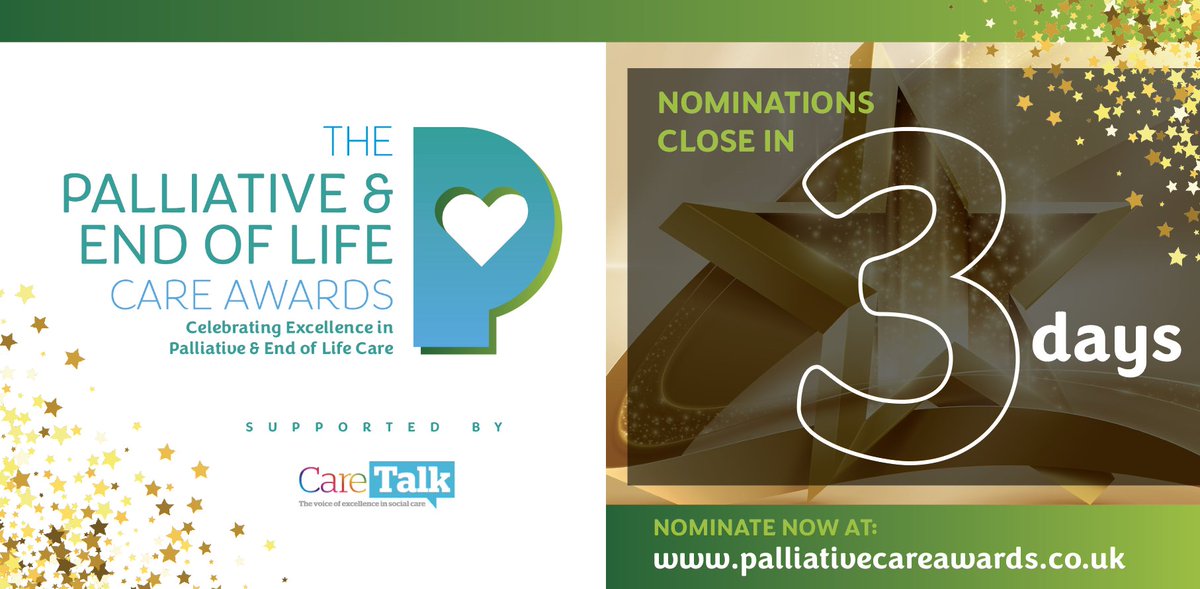 ⏳ LAST 3 DAYS to nominate for the Palliative &amp; End of Life Care Awards! 🌟

Celebrate excellence in Palliative Care &amp; recognise those dedicated to person-centered support.

Nominate now! 👉 bit.ly/4aUah9N