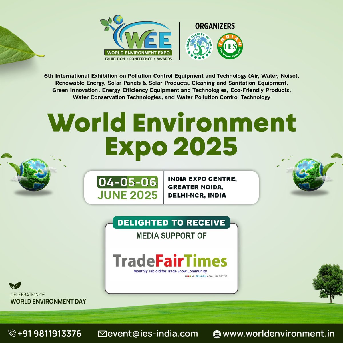 Exciting News!

We are delighted to welcome Trade Fair Times as our official Media Partner for World Environment Expo 2025!

Visit: worldenvironment.in

#WorldEnvironmentExpo #Sustainability #GreenInnovation #EcoSolutions #BookYourStall #RenewableEnergy #GoGreen