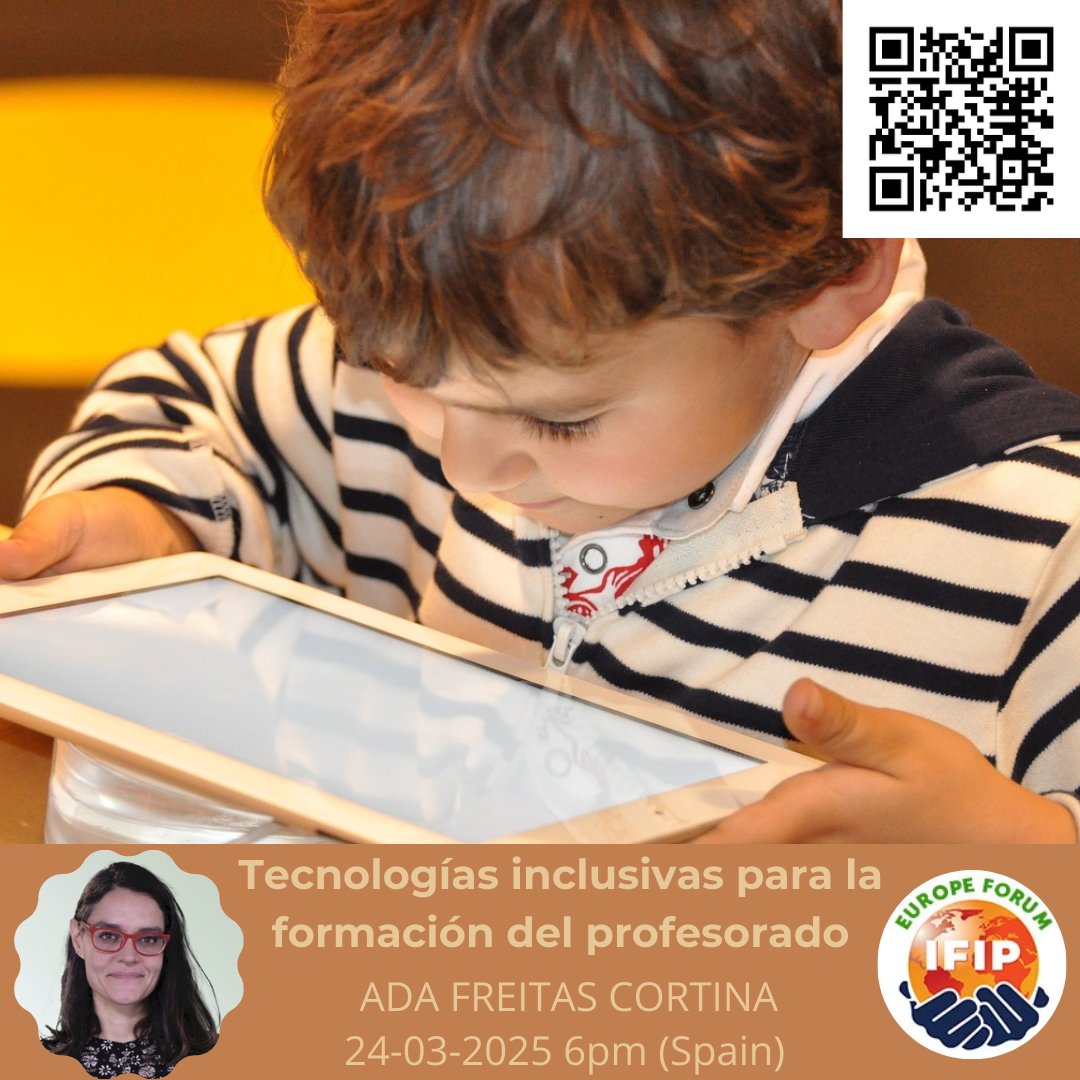 Nuestra compañera <a href="/adacfreitas/">Ada Freitas</a> realizará un webinar titulado "Tecnologías inclusivas para la formación del profesorado" en la plataforma de <a href="/IFIPtalk/">International Forums of Inclusion Practitioners</a> GRATIS!!!

<a href="/UAM_Madrid/">UAM Autónoma Madrid</a> 
<a href="/FaculEDUAM/">FACULTAD DE FORMACIÓN DEL PROFESORADO Y EDUCACIÓN</a>

🗓️: 24/03/2025 (6pm Madrid)  
✍️: us06web.zoom.us/meeting/regist…