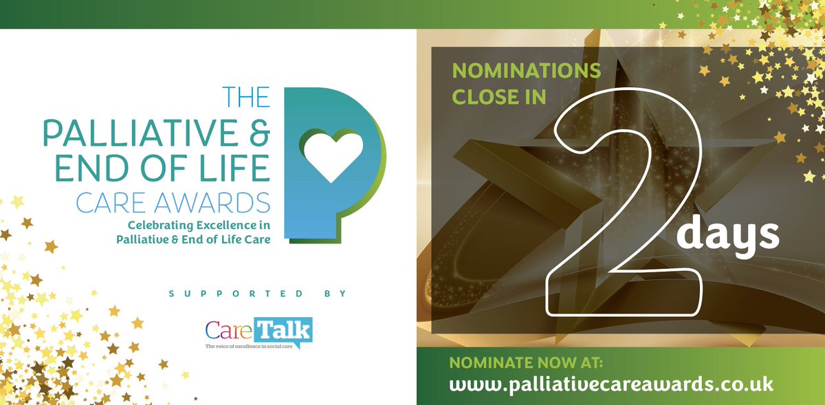 ONLY 2 DAYS LEFT to submit your nominations for the Palliative &amp; End of Life Care Awards! 🌟

Recognise those who are making a lasting impact through compassionate and person-centered care.

Nominate today! 👉 bit.ly/4aUah9N #PalliativeCare #EndOfLifeCare