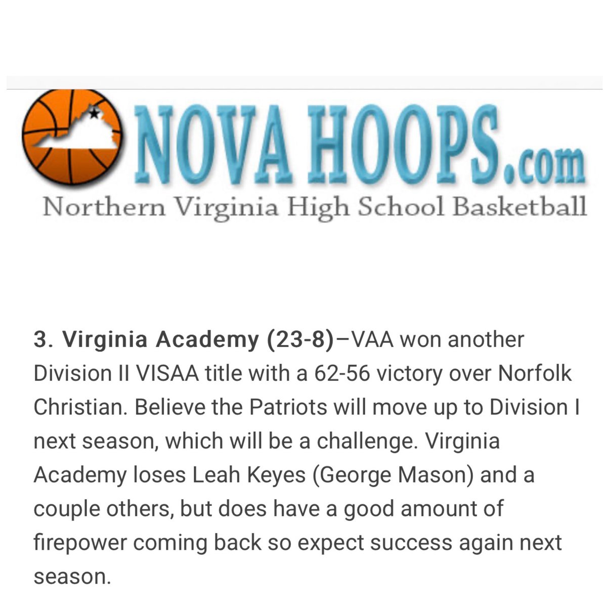 VAAGBB (@vaagbb) on Twitter photo Thank you <a href="/novahoopsCom/">Novahoops.com</a> for the write up and all the coverage and support you give local HS basketball🏀
#EverythingEarned #VAA Thank you <a href="/novahoopsCom/">Novahoops.com</a> for the write up and all the coverage and support you give local HS basketball🏀
#EverythingEarned #VAA