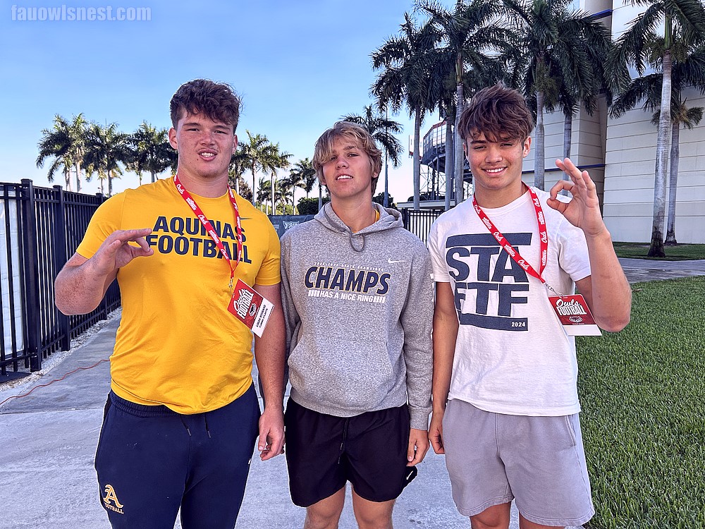 FAU Owls Nest (@fau_owls_nest) on Twitter photo #FAU C/O 2025 <a href="/STA_Football/">Aquinas Football</a> Commits <a href="/HochBranden/">Branden Hoch</a> (R) and <a href="/LoganHus1/">Logan Husband</a> (L) on hand for <a href="/FAUFootball/">Florida Atlantic Football</a>'s Spring Kick-Off alongside Raiders QB <a href="/Andrew_Indorf_/">Andrew Indorf</a> (C) 🦉🤝🦉 #FAU C/O 2025 <a href="/STA_Football/">Aquinas Football</a> Commits <a href="/HochBranden/">Branden Hoch</a> (R) and <a href="/LoganHus1/">Logan Husband</a> (L) on hand for <a href="/FAUFootball/">Florida Atlantic Football</a>'s Spring Kick-Off alongside Raiders QB <a href="/Andrew_Indorf_/">Andrew Indorf</a> (C) 🦉🤝🦉