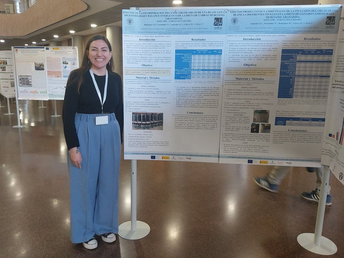 El pasado mes de febrero fuimos al Congreso #Agroalnext 2025 en <a href="/UniversidadMH/">UMH</a> Orihuela. 
Donde se defendio dos pósters explicando los resultados del proyecto SOSCAPRI.
Incorporacion de ensilado orujo de uva blanca en la dieta de caprino  durante una lactación.
<a href="/agroalnext_GVA/">AGROALNEXT_GVA PPCC Agroalimentación</a>