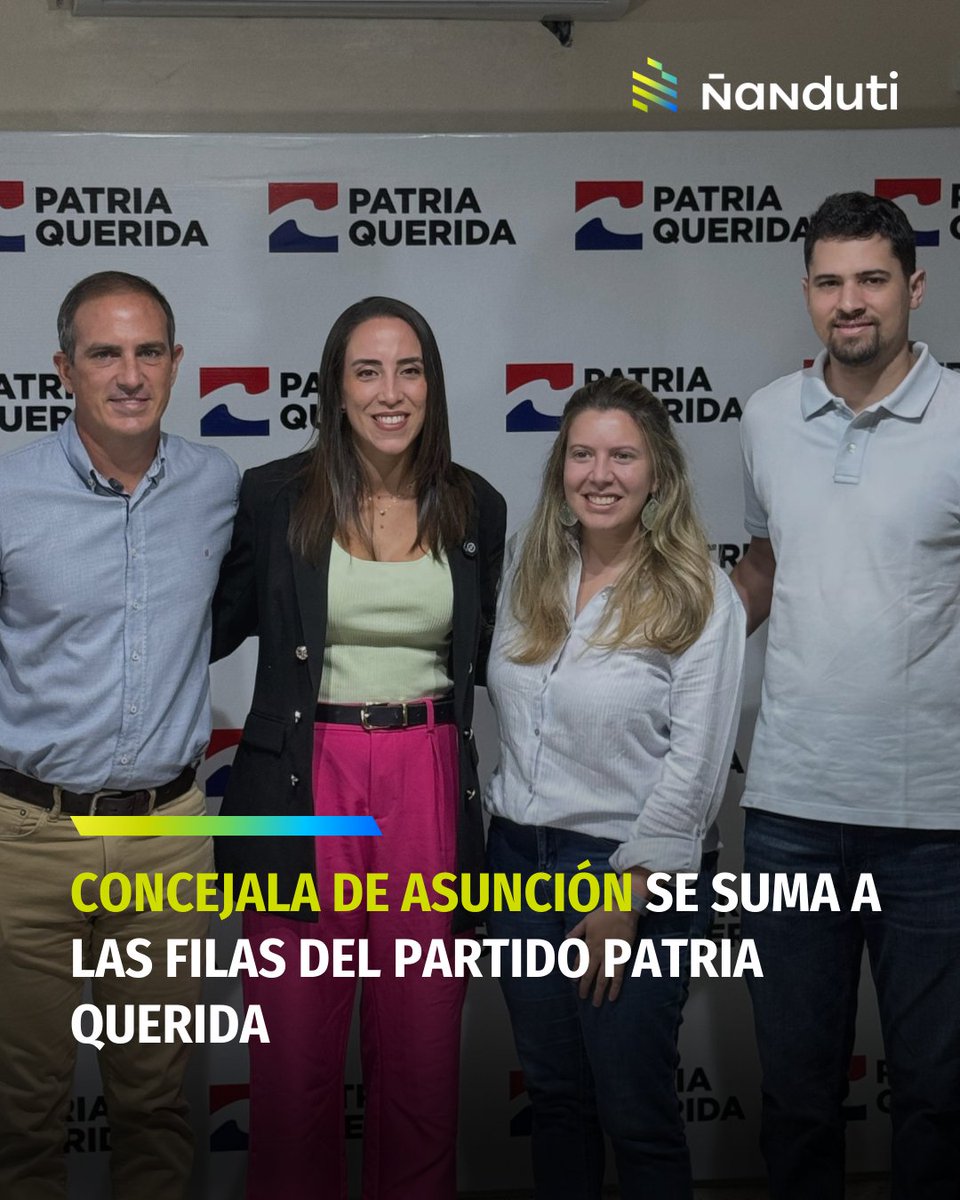 Concejala de Asunción se suma al Partido Patria Querida

▪️Se trata de la edil Jazmín Galeano, quien anteriormente formaba parte del Partido Encuentro Nacional

▪️El movimiento se realiza en medio de la previa para las elecciones municipales del 2026