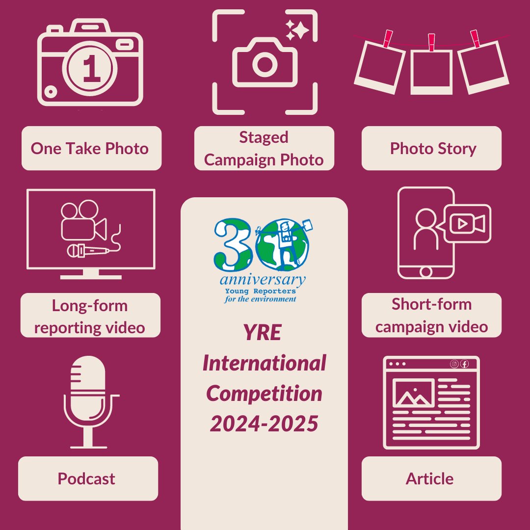 🌐 The 7 Categories of the YRE Competition 2024/25! 📸📝🎥🎙️

📅Deadline: March 28th

This year, YRE is calling on young people (11-25 years old) to explore Ecosystem Restoration.

Ready to take part?
🔗check out yreireland.org for further details