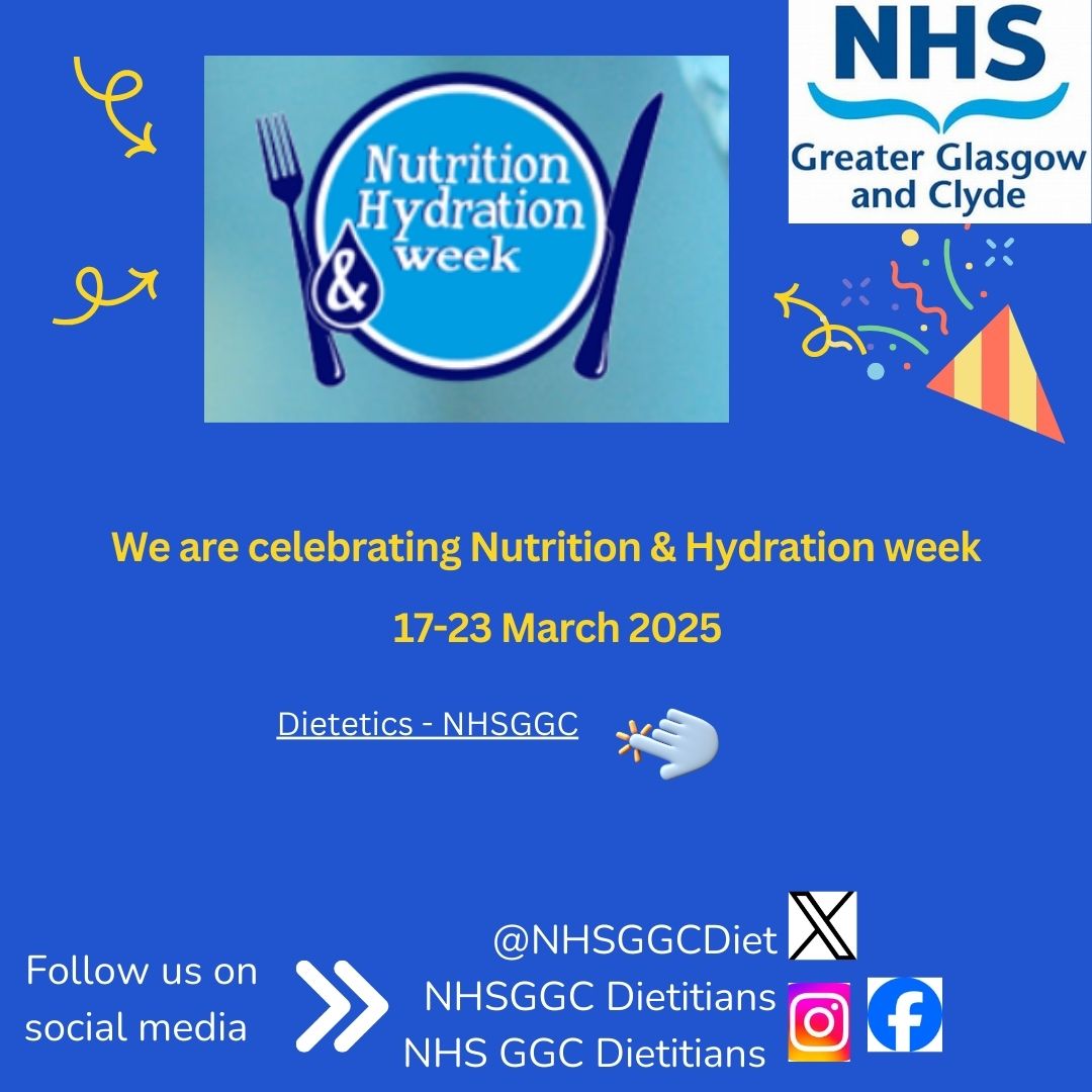 NHSGGC Dietitians (@nhsggcdiet) on Twitter photo ⭐️Under a week to go to Nutrition and Hydration Week 2025 ⭐️
⭐️Get ready ⭐️
<a href="/NHSGGC/">NHS Greater Glasgow and Clyde</a>
<a href="/BDA_Dietitians/">British Dietetic Association</a>
<a href="/BDAWOSBranch/">BDA West of Scotland</a> ⭐️Under a week to go to Nutrition and Hydration Week 2025 ⭐️
⭐️Get ready ⭐️
<a href="/NHSGGC/">NHS Greater Glasgow and Clyde</a>
<a href="/BDA_Dietitians/">British Dietetic Association</a>
<a href="/BDAWOSBranch/">BDA West of Scotland</a>