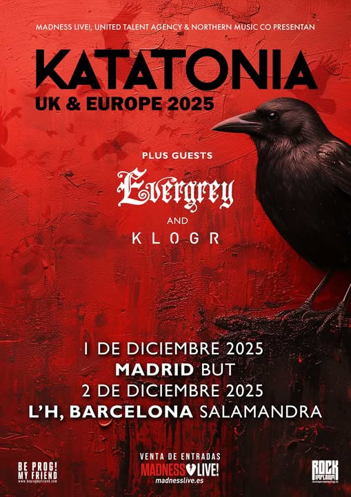 <a href="/KatatoniaBand/">KATATONIA</a> anuncian conciertos en Madrid y Barcelona para diciembre, junto a <a href="/EVERGREY/">EVERGREY</a> y <a href="/klogrmusic/">klogr</a> --&gt; goetiamedia.com/noticias-katat…
