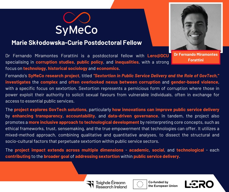 SyMeCo Fellowships (@symecocofund) on Twitter photo 💫Meet our #SyMeCoCOFUND fellow Fernando Forattini <a href="/LeroCentre/">Lero</a> <a href="/DCU_Research/">DCU Research</a> <a href="/BusinessDCU/">DCU Business School</a>.
Learn more about Fernando’s <a href="/Researchirel/">Research Ireland</a> <a href="/HorizonEU/">Horizon Europe 🇪🇺</a> <a href="/MSCActions/">Marie Skłodowska-Curie Actions</a> funded #GovTech project➡️safergov.org
Check out➡️symeco.lero.ie for info on SyMeCo fellowships. 💫Meet our #SyMeCoCOFUND fellow Fernando Forattini <a href="/LeroCentre/">Lero</a> <a href="/DCU_Research/">DCU Research</a> <a href="/BusinessDCU/">DCU Business School</a>.
Learn more about Fernando’s <a href="/Researchirel/">Research Ireland</a> <a href="/HorizonEU/">Horizon Europe 🇪🇺</a> <a href="/MSCActions/">Marie Skłodowska-Curie Actions</a> funded #GovTech project➡️safergov.org
Check out➡️symeco.lero.ie for info on SyMeCo fellowships.