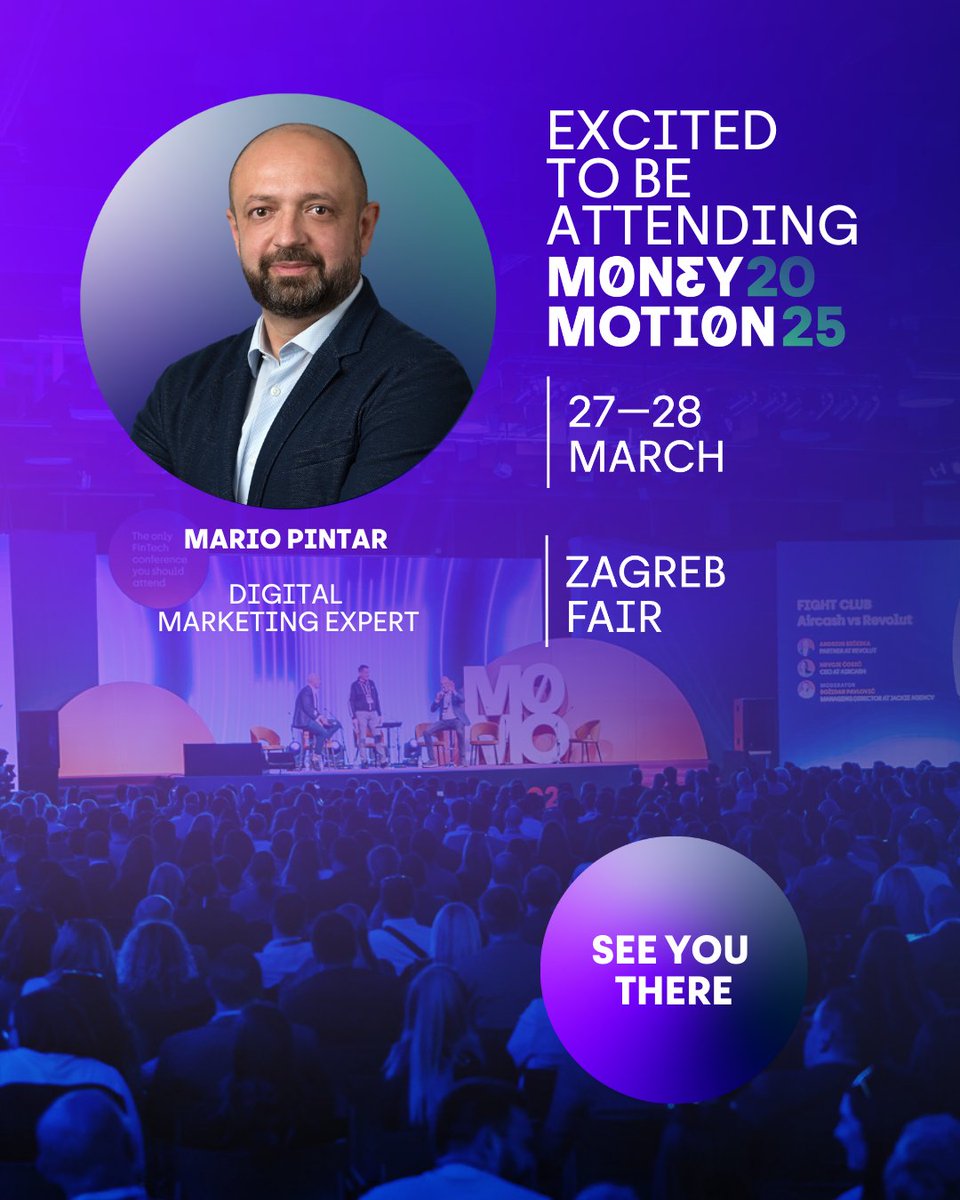Drago mi je da ću 27. i 28. ožujka prisustvovati konferenciji <a href="/MoneyMotionXYZ/">Money Motion</a>  2025 na Zagrebačkom velesajmu!  Ovo je najveći FinTech i payment event u regiji koji okuplja vodeće stručnjake, inovativne kompanije i tehnološke entuzijaste. ➡️ lnkd.in/dfB6RXu9 #MoMo2025