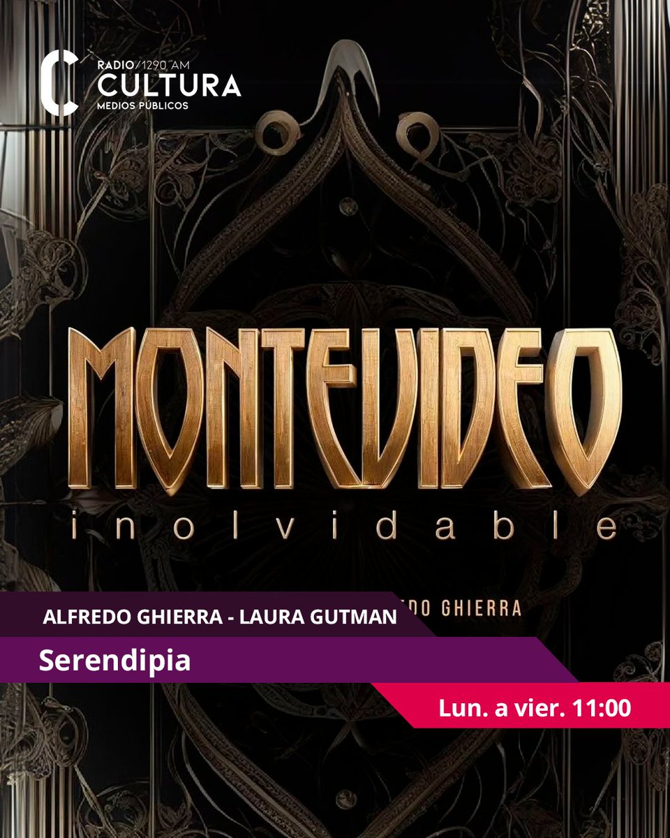 📍  Esta mañana en <a href="/Serendipiaradi1/">Serendipia | Radio Cultura</a> recibimos a <a href="/gutmanla/">Laura Gutman</a> y <a href="/alfredoghierra/">Ghierra Intendente</a> para hablar sobre 🎬  Montevideo inolvidable.

🎙️<a href="/malenarodrguez1/">malena rodríguez</a>
📻 1290 AM
📲💻 mediospublicos.uy/radio-cultura-…
