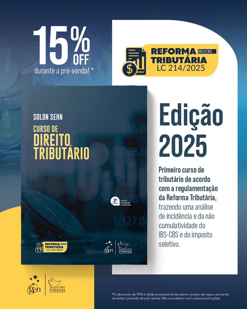PRÉ-VENDA NO AR!  <a href="/ssehn/">07-17-18/21 love comes unexpectedly</a>

Este livro reúne, em um único volume, as partes geral e especial do Direito Tributário. 

grupogen.com.br/livro-curso-de…