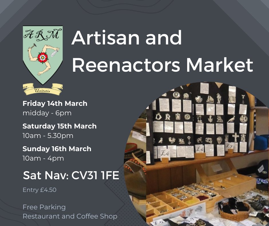 THIS WEEKEND - The Artisans and Reenactors Market returns to the WEC. For more details see armarket.uk