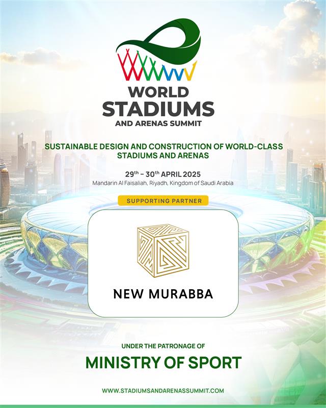 wsasummit's tweet image. We are proud to announce New Murabba as a supporting partner for the World Stadiums and Arenas Summit 2025!

📅 29-30 April 2025
📍 Mandarin Oriental Al Faisaliah, Riyadh, Saudi Arabia

#WSAS #StadiumDevelopment #SportsArchitecture #ArenaInnovation #worldstadiumandarenasummit