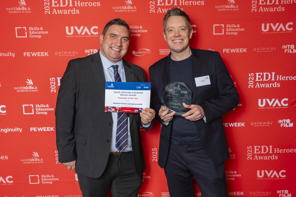 We are thrilled to announce that the Heathrow Inclusive Learning Partnership (HILP) has been named Innovator of the Year at the WorldSkills UK Equity, Diversity &amp; Inclusion (EDI) Heroes Awards 2025.🏆

Huge thanks to everyone making this impact possible!

#HRUC #WorldSkills
