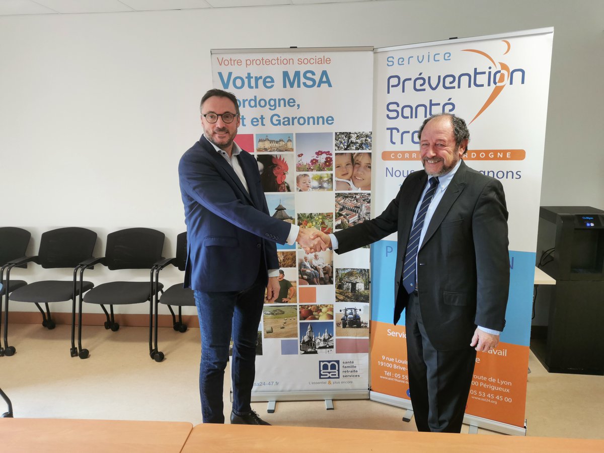 MSA Dordogne, Lot et Garonne (@msa_dlg) on Twitter photo Conférence de presse de <a href="/jffruttero/">Jean-francois Fruttero</a> et Philippe François, Pdt SPST 19-24, pour lancer une collaboration et mettre leur expertise médicale et de prévention au service des chefs d’entreprise et de leurs salariés dans les secteurs commerciaux, artisanaux, industriels et agricoles. Conférence de presse de <a href="/jffruttero/">Jean-francois Fruttero</a> et Philippe François, Pdt SPST 19-24, pour lancer une collaboration et mettre leur expertise médicale et de prévention au service des chefs d’entreprise et de leurs salariés dans les secteurs commerciaux, artisanaux, industriels et agricoles.