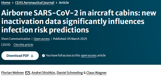 This paper looks at the effect of different CO2 concs (500ppm and 3000ppm) on the risk of COVID in aircraft cabin, however in all their scenarios they assume the ventilation is 10l/s/p which would result in a ss CO2 = 900ppm.
Here I consider the ventilation component too 🧵