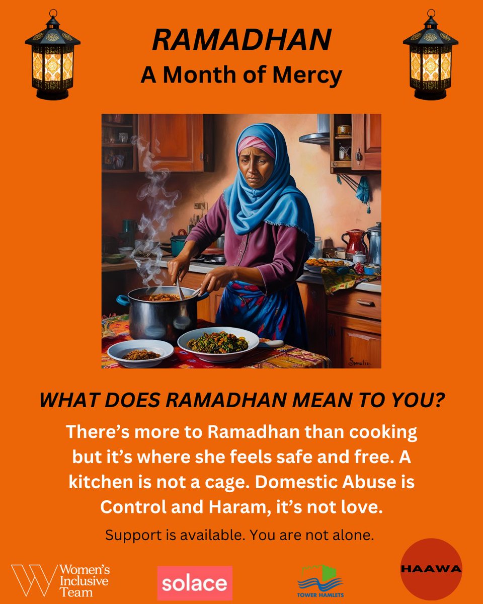 ❤️‍🩹 Domestic abuse is oppression. 
🚫 Islam forbids it. 
If you or someone you know is experiencing abuse, seek help. You are not alone. 

Please call our Haawa Project on 07458 307356 or email haawa@wit.org.uk for advice and support ❤️ 
#EndDomesticAbuse #YouAreNotAlone #Ramadan