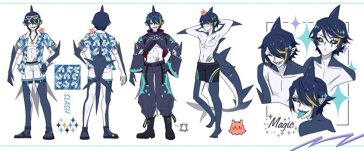 MagicNecroVT's tweet image. Shark Monster Boy 🦈 Approaching!
Nice to meet you shark bait, my name is Magic Necro, I am a new shark VTuber! Currently on vacation from my apprenticeship for the sea witch.
Looking to make new friends and fish food!
#MagicNecART