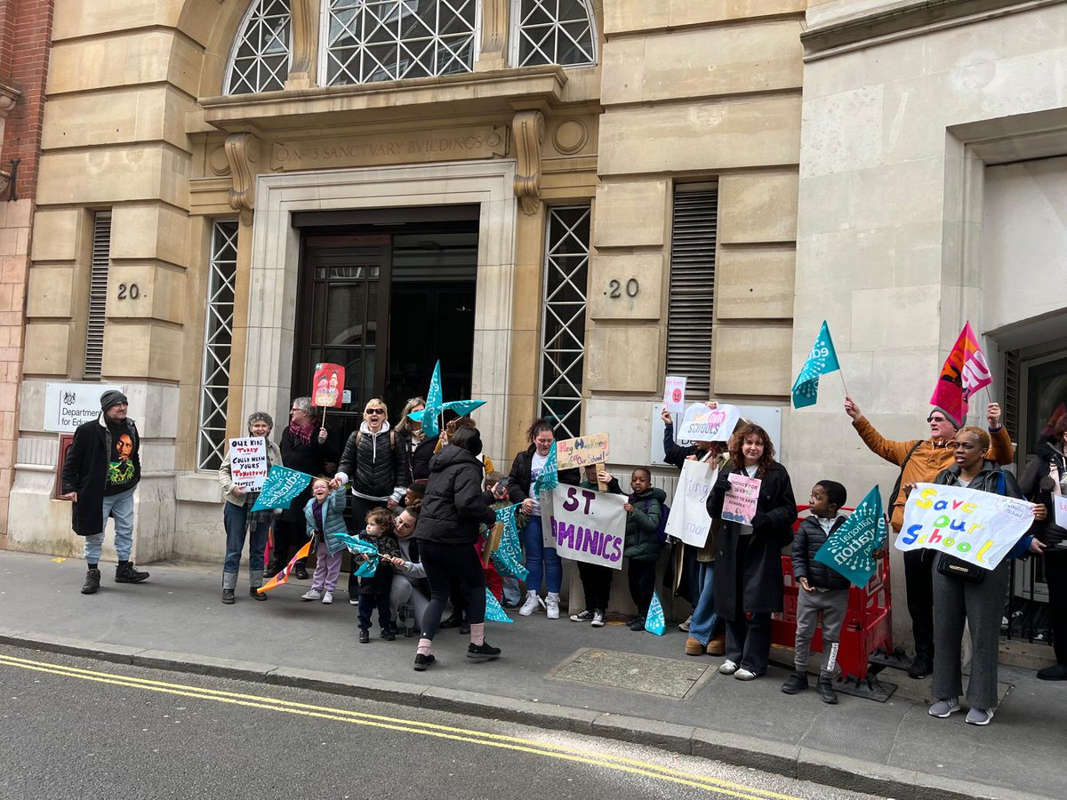 Socialist Worker (@socialistworker) on Twitter photo St Dominic's school teachers and parents rally outside the Department of Education in London striking against school closures in Hackney 💥 <a href="/HackneyNEU/">Hackney NEU</a> <a href="/NEUnion/">National Education Union</a> #SaveOurSchools St Dominic's school teachers and parents rally outside the Department of Education in London striking against school closures in Hackney 💥 <a href="/HackneyNEU/">Hackney NEU</a> <a href="/NEUnion/">National Education Union</a> #SaveOurSchools