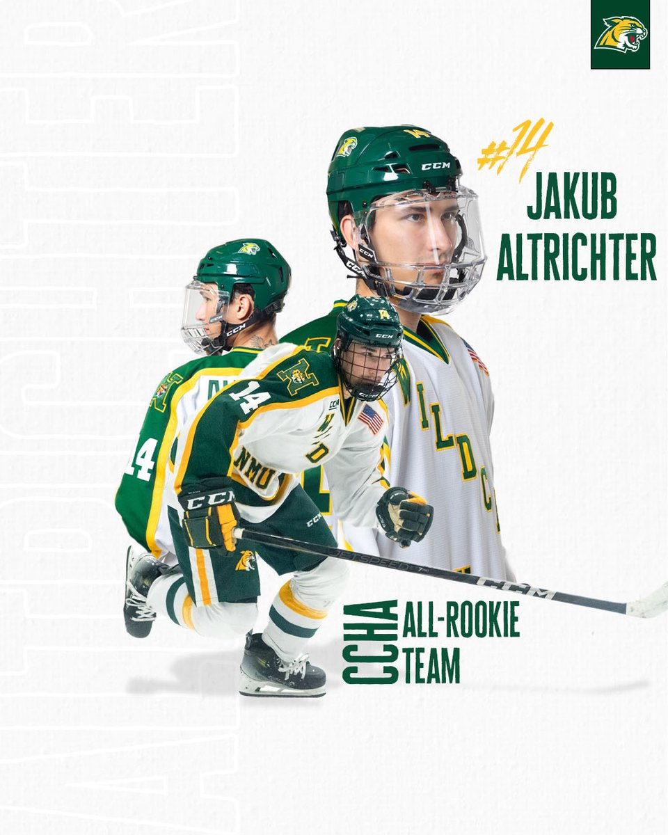 #14 Jakub Altrichter has been named <a href="/CCHAHockey/">CCHA</a> All-Rookie Team 😼

Leading the 'Cats in points with 3 goals and 16 assists, Altrichter also leads the CCHA rookies in Face-off percentage (.53), Assists (16), and Assists per game (.50)

#NMUWildcats | #CCHAHockey
