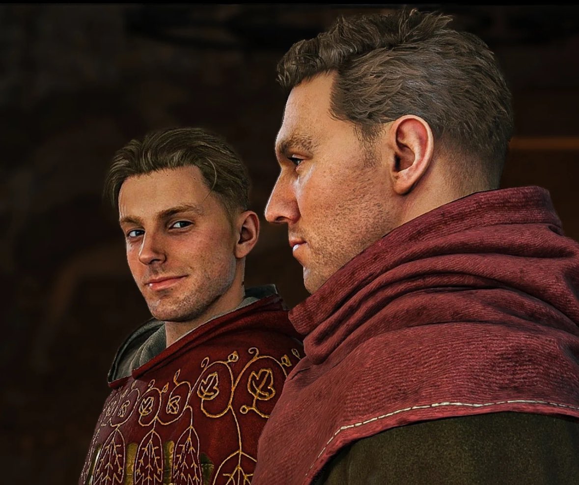purinnieum's tweet image. (Credit to picture on the left: gaming_photography___ on IG)

THE WAY THESE TWO LOOK AT EACH OTHER MAKES ME PHYSICALLY ILL 😭 #Hansry #KCD2 #HansCapon #HenryofSkalitz