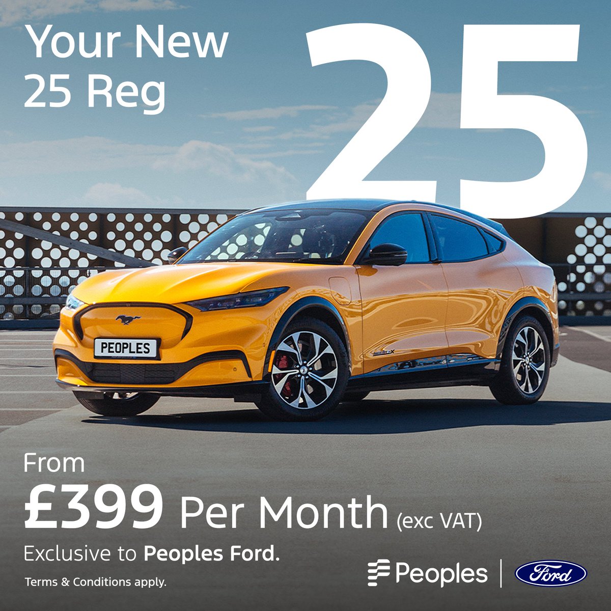 The Mustang Mach-E is now available at Peoples Ford from £399 per month.🚗 

Benefit From: 
✅£4,000 deposit allowance
✅5 Years free servicing
✅£750 upgrade savings
✅Free charging credits

Discover more 👉 bit.ly/JustChargeAndS……
#NewCar 

Ts&amp;Cs Apply.