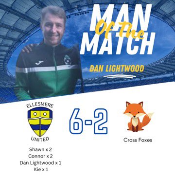 BACK TO WINNING WAYS! 😎

MOTM: Dan Lightwood, ran the midfield and scored a worldy from the half-way line 😮‍💨

Dick of the day: Alex Winstone for getting “food poisoning” from 3 pints of Guinness

UP THE MERE! 🟡🔵
