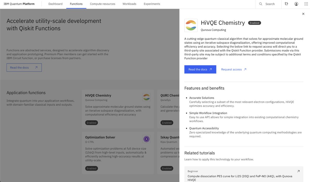 I’m excited to announce that a new Qiskit application function is now live on the Qiskit Functions Catalog (quantum.ibm.com/functions?id=1…): HiVQE Chemistry from Qunova Computing