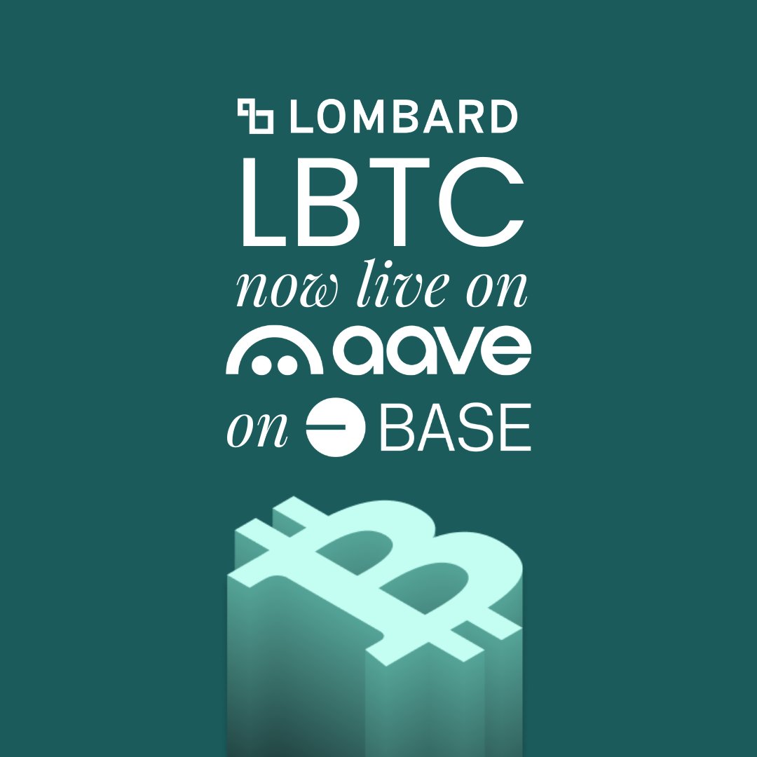 LBTC is live on Aave on Base Following a successful mainnet launch where  $180M LBTC is supplied, LBTC arrives on @aave on @Base. AAVE users can  borrow cbBTC against LBTC with E-Mode