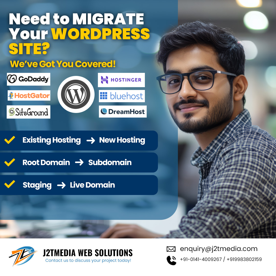 j2tmedia's tweet photo. Need to Migrate Your WordPress Site? We’ve Got You Covered!

Whether you're moving to a new hosting provider, shifting from a root domain to a subdomain, or taking your staging site live—we make the process seamless and hassle-free! https://t.co/HDNGJa7O1I https://t.co/Mmv539kGDj