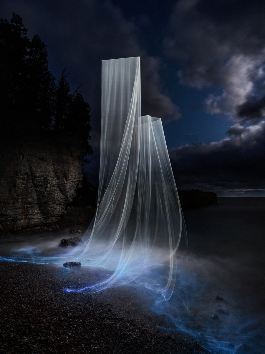 GM 💙 Latest piece in the SIREN series, made on a blustery full moon night on Lake Superior.