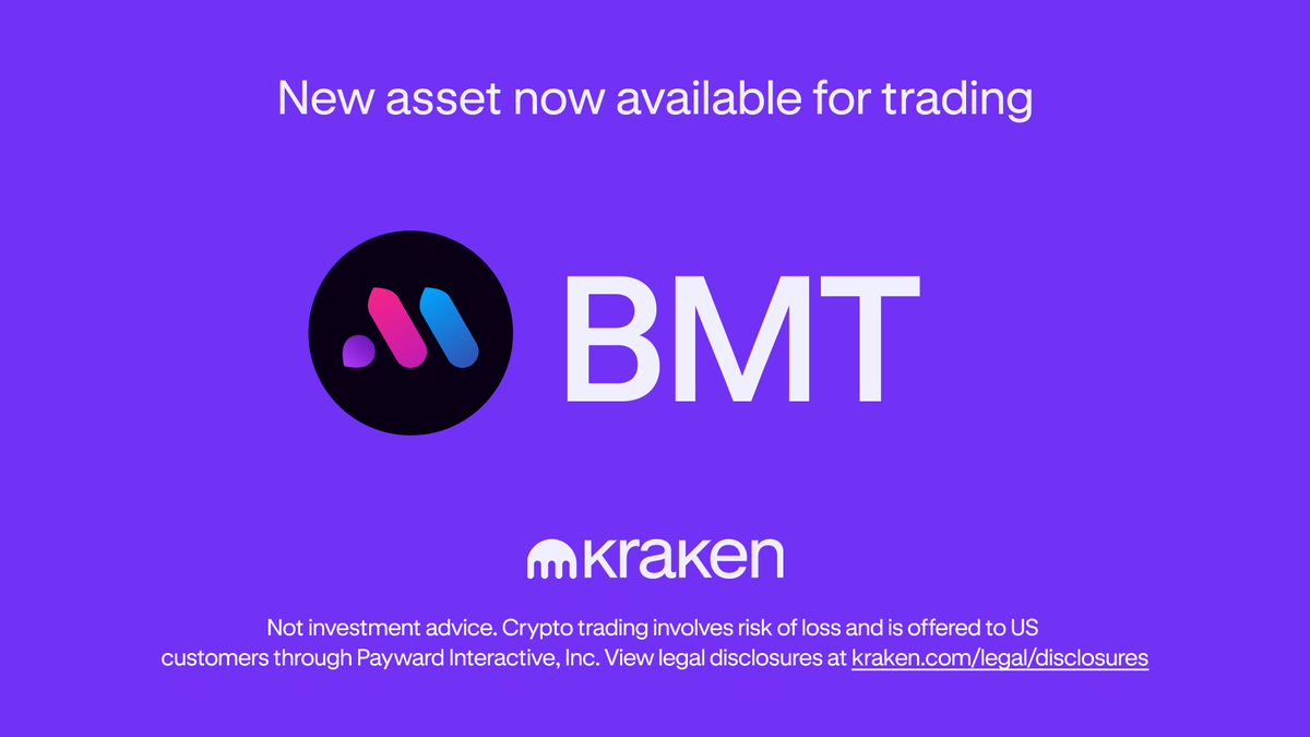 Kraken Exchange (@krakenfx) on Twitter photo 🔊 $BMT <a href="/bubblemaps/">Bubblemaps</a> is now available for trading on Kraken!
✔️ Deposits and withdrawals are enabled
🎉 Trading is now live!
Trade here ⤵️
p.k.xyz/9f1e/a558e49a
*Geographic restrictions apply 🔊 $BMT <a href="/bubblemaps/">Bubblemaps</a> is now available for trading on Kraken!
✔️ Deposits and withdrawals are enabled
🎉 Trading is now live!
Trade here ⤵️
p.k.xyz/9f1e/a558e49a
*Geographic restrictions apply
