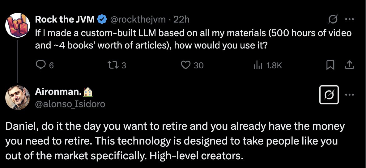 danielciocirlan's tweet image. If you really and fully solve a problem, you go out of business
Therefore, the goal of the real entrepreneur is to make yourself redundant