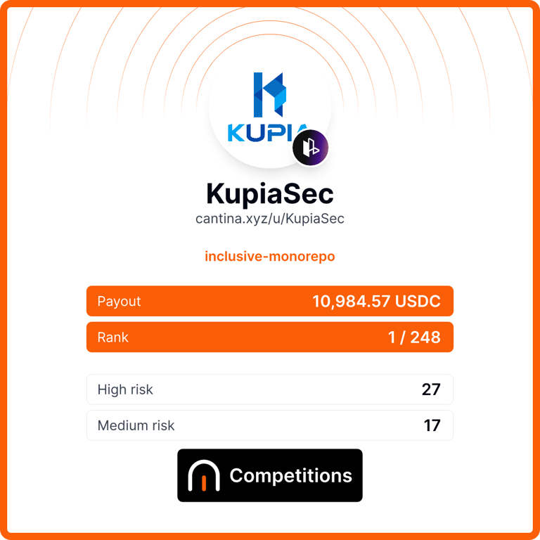 We achieved another success!
Thanks for your opportunity. <a href="/cantinaxyz/">Cantina 🪐</a>