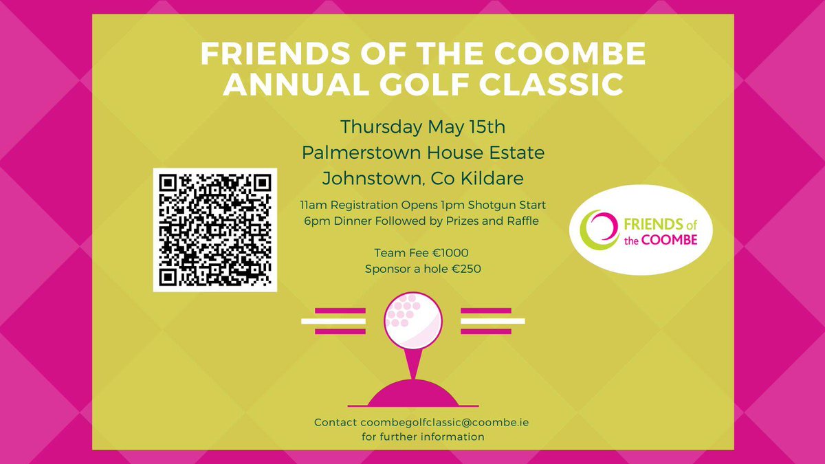 The Coombe Hospital (@coombehospital) on Twitter photo Are you a golfer? Keen to support a worthwhile charity? Then the <a href="/CoombeHospital/">The Coombe Hospital</a> Golf Classic is for you. Round up a team of four and register by emailing coombegolfclassic@coombe.ie
#savethedate Are you a golfer? Keen to support a worthwhile charity? Then the <a href="/CoombeHospital/">The Coombe Hospital</a> Golf Classic is for you. Round up a team of four and register by emailing coombegolfclassic@coombe.ie
#savethedate