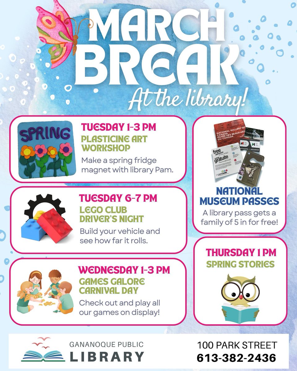 TownofGananoque's tweet image. 🌟 March Break Fun in Gananoque! 🌟

Looking for something exciting to do this March Break? Gananoque has tons of fun activities! Whether you&apos;re looking to relax or get active, there&apos;s something for everyone.

#marchbreakfun #gananoque #familyfun #localevents #1000islands