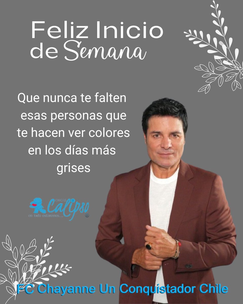 Que tu semana sea muy tranquila y gratificante <a href="/Eder_Hernandez1/">Eder Hernández</a> cariños desde #Chile <a href="/CHICASDECALIPSO/">Fans Club Chicas de Calipso 🇨🇱</a> 🤗