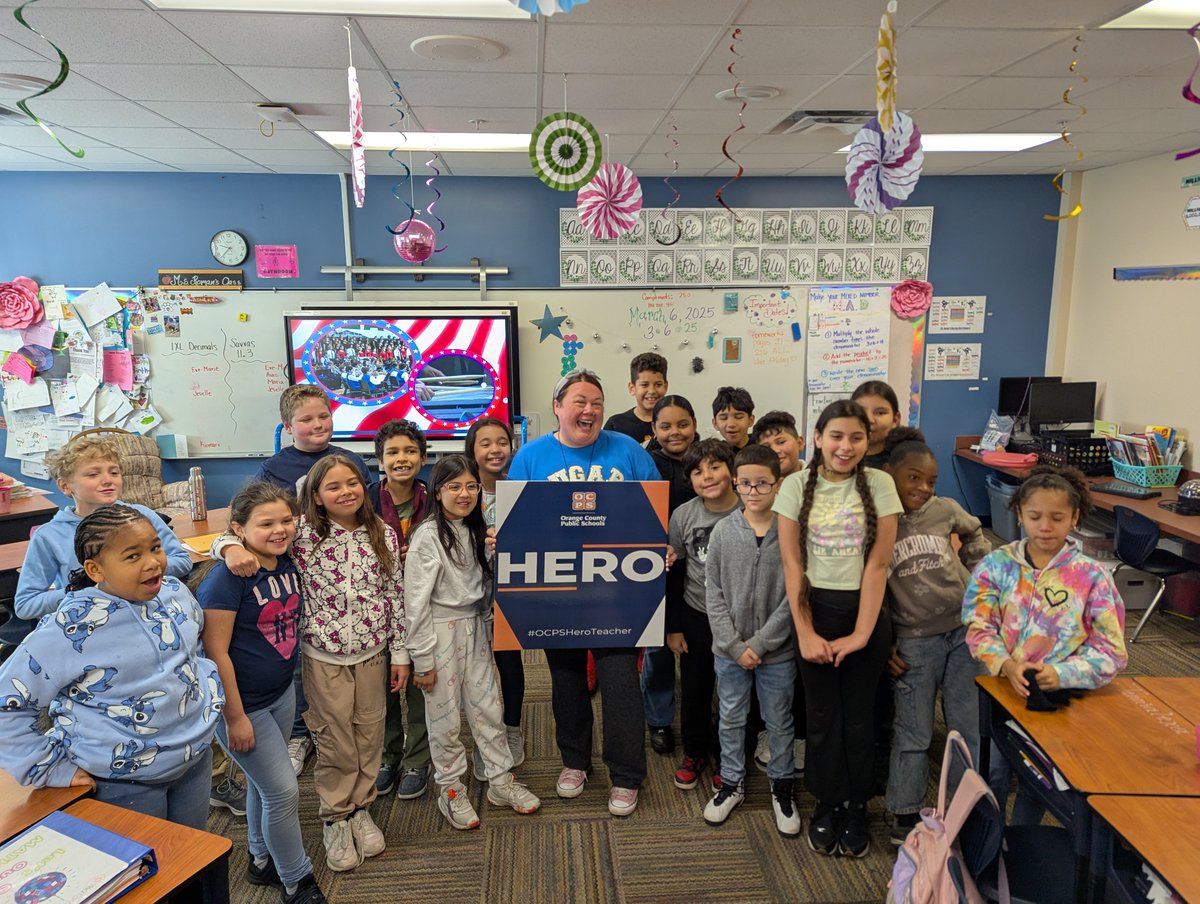 Ms. Roman is an #OCPSHeroTeacher 🦸‍♀️ <a href="/ConwayESOCPS/">Conway Elementary OCPS</a>! She helps her students soar in math! 🧮
<a href="/CDLocps/">Curriculum and Digital Learning</a> <a href="/OCPSnews/">ocpsnews</a> <a href="/OCPSJobs/">OCPS Jobs</a>