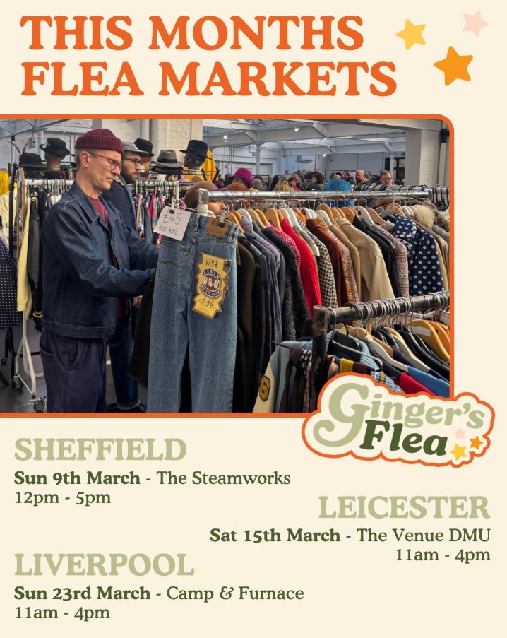 COMING UP THIS SATURDAY!!
Ginger's Flea: 15th March 2025
The Venue at DMU | 11 AM - 4 PM

Tickets available here!
tr.ee/njXNxrvm4g