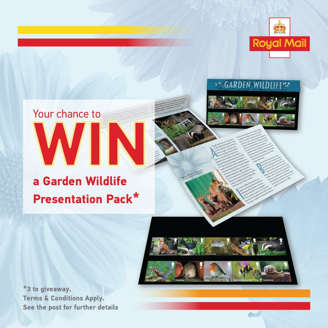Here's your chance to win a Garden Wildlife Presentation Pack (3 to give away). 

Q. What's species of bee features on our Garden Wildlife Stamps?

To enter, like+RT+reply below with the correct answer by 11:59pm on 16/03/2025

18+ UK only. Ts &amp; Cs: ms.spr.ly/6016U7vpn