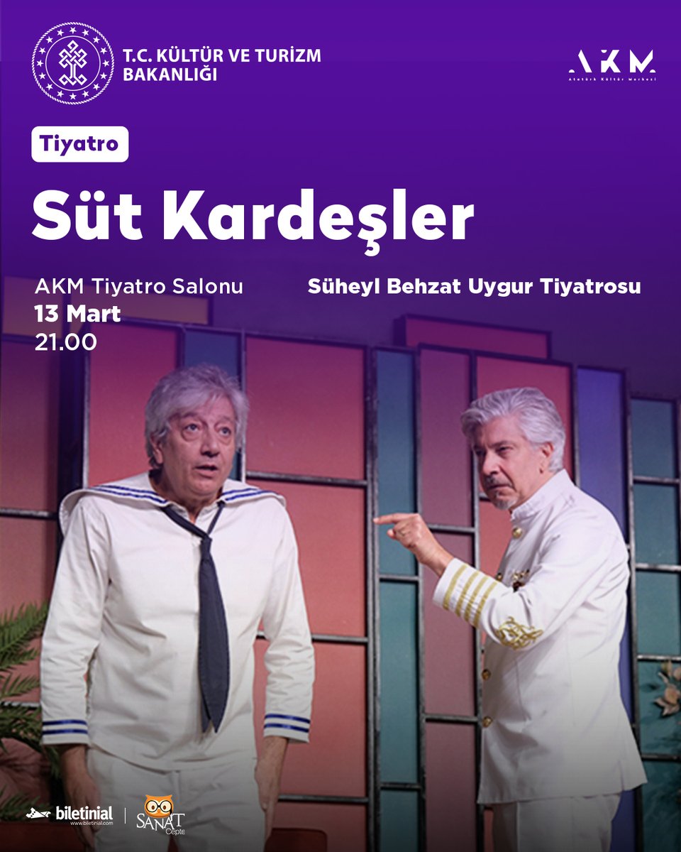 “Süt Kardeşler” yeniden sahnede! 🤩

Süheyl Behzat Uygur Tiyatrosu'ndan müzikli, bol kahkahalı, asabi-komedi tadında bir yorum! 1950’lerin büyüleyici atmosferinde, kostümleriyle, dekoruyla ve danslarıyla sizi zamanda yolculuğa çıkaracak. 🎭
Kahkahanın eksik olmayacağı, her yaştan