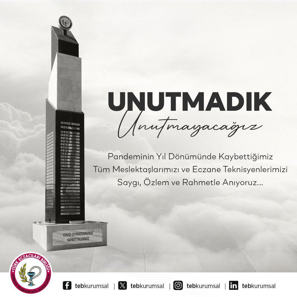 Pandeminin 5. yılında, kaybettiğimiz tüm meslektaşlarımızı ve eczane teknisyenlerimizi saygı, özlem ve rahmetle anıyoruz.

#UnutmadıkUnutmayacağız